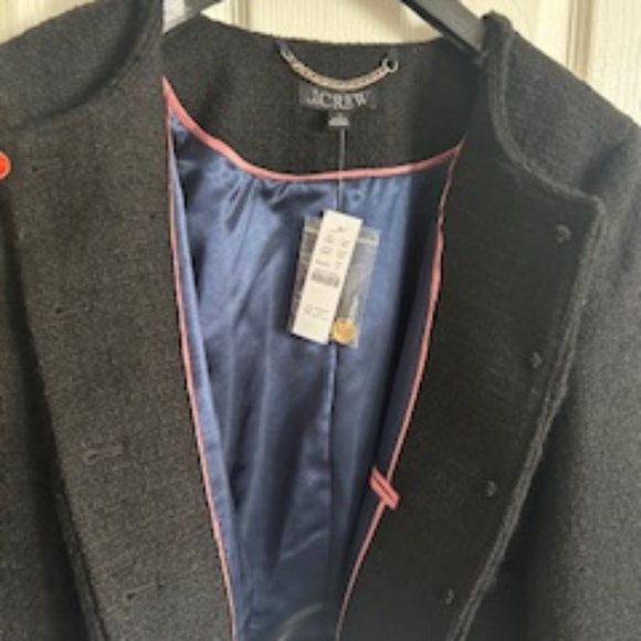 NWT J.Crew Louisa Lady Jacket In Maritime Tweed Size 12 Black - Picture 6 of 16